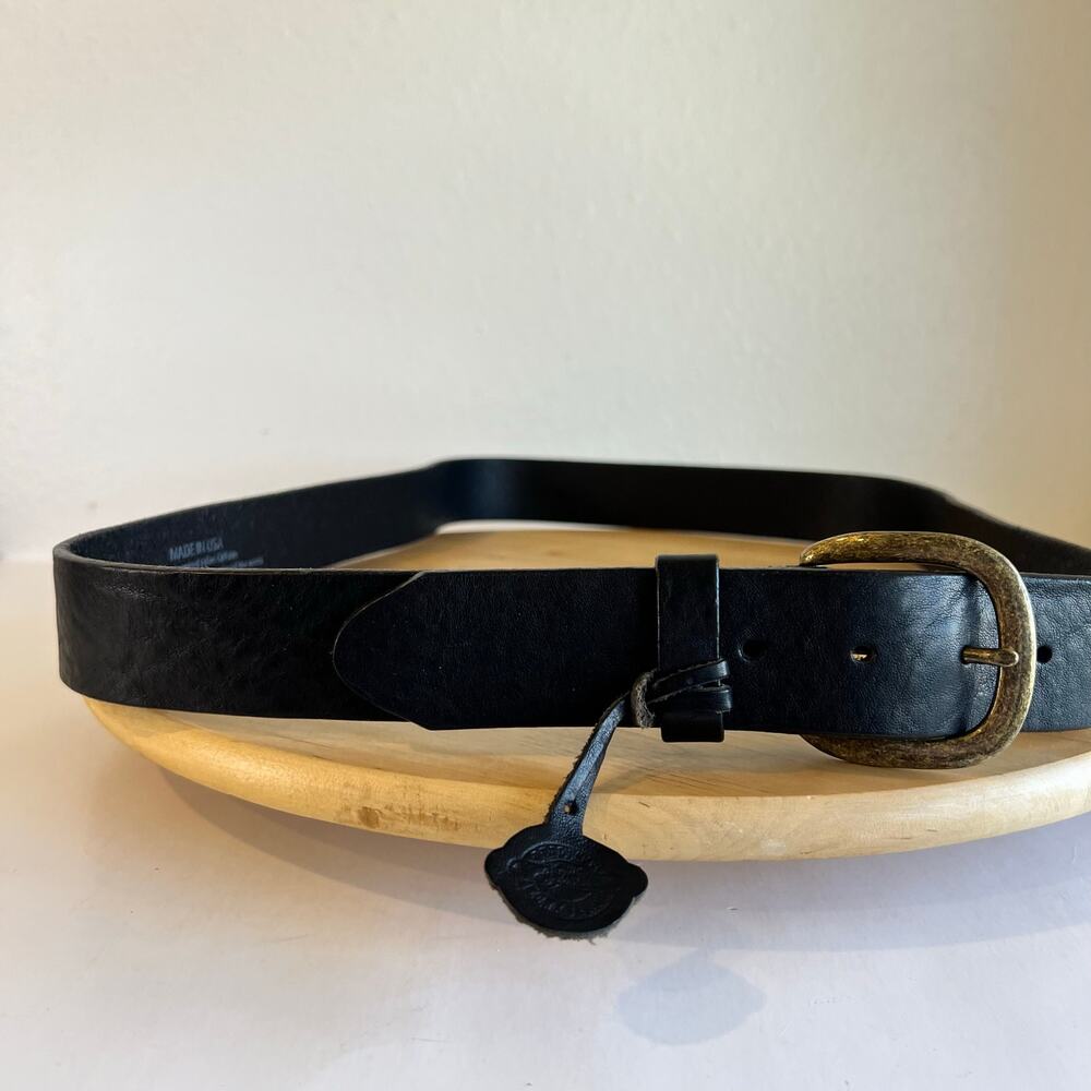 USA Justin Boots Black Top Grain Italian Calfskin Genuine Leather Belt Size XXL